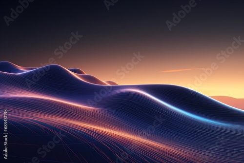 A computer-generated image of a beautiful mountain at sunset. Perfect for nature lovers and travel enthusiasts.