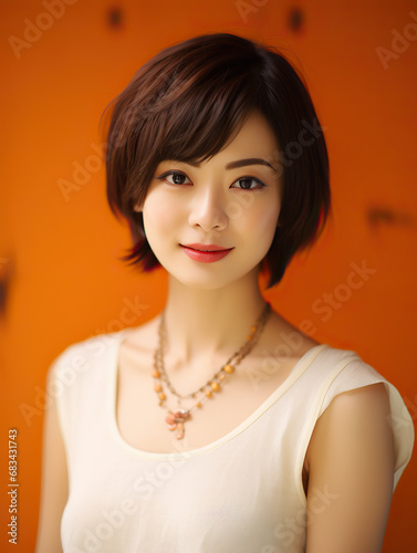Clouse up portrait of beautiful Japanese woman.