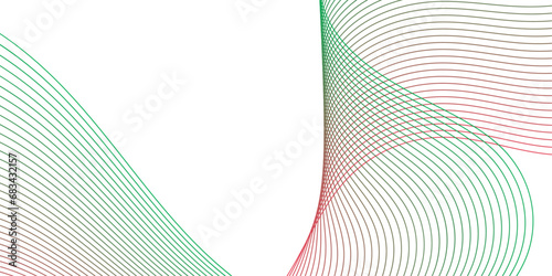 Abstract background with waves for banner. Medium banner size. Vector background with lines. Element for design isolated on white. Red and green colors