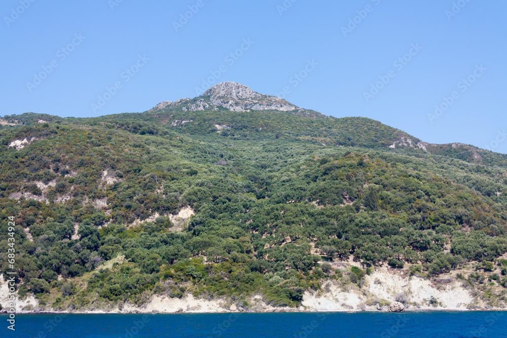 Cliffs with green in the mediterranean sea, Parga, Greece