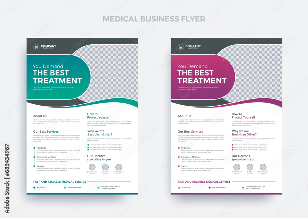 Healthcare flyer design medical flyer | Corporate medical flyer design | Creative medical flyer | Modern medical leaflet design vector template