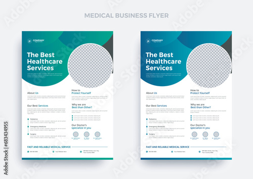 Healthcare flyer design medical flyer | Corporate medical flyer design | Creative medical flyer | Modern medical leaflet design vector template
