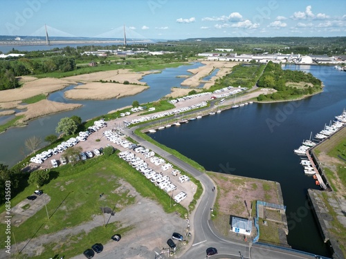 Motorhome aire Honfleur France drone aerial