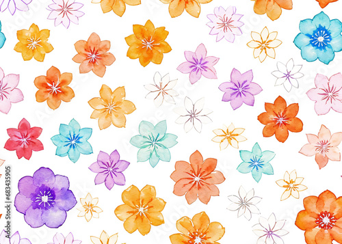 A vibrant tapestry of blooming petals, painted in watercolor, intertwined in a whimsical pattern on soft fabric, evoking a sense of lively beauty and free-spiritedness. 