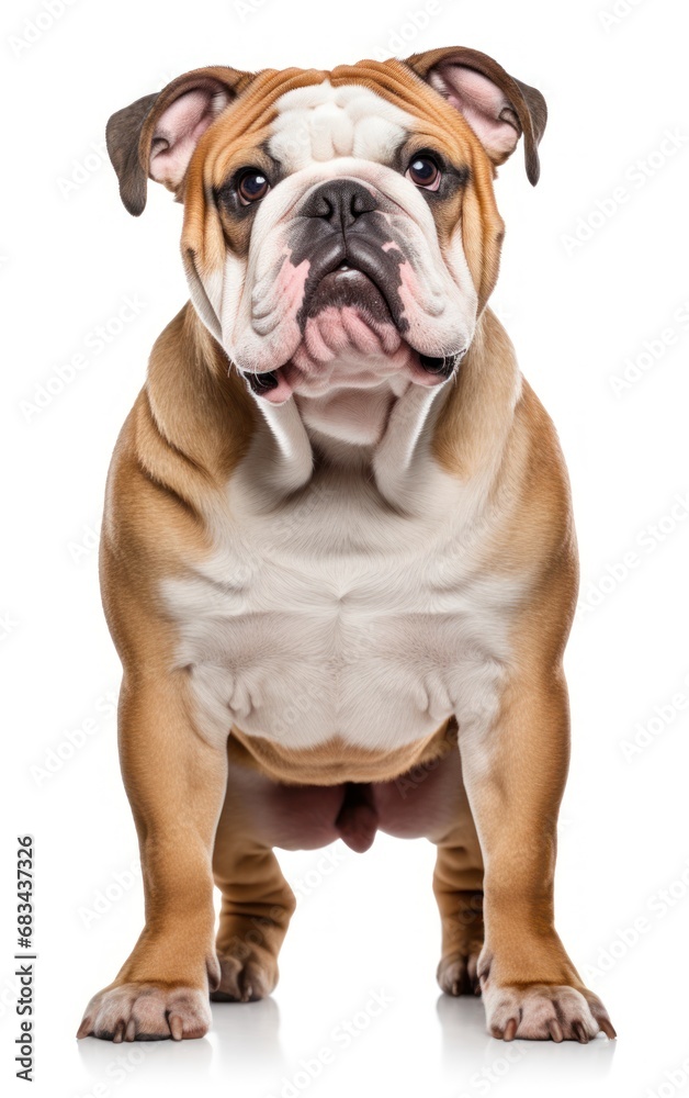 English Bulldog dog standing in front isolated of white background.