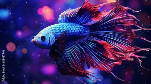 A Betta splendens in full ultra HD, elegantly swimming among intricate coral formations, creating a mesmerizing scene.