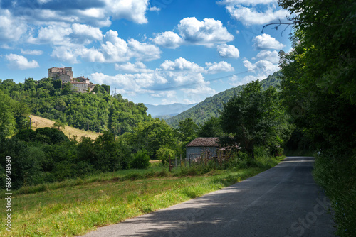Country landscape in Umbria along the via Flaminia