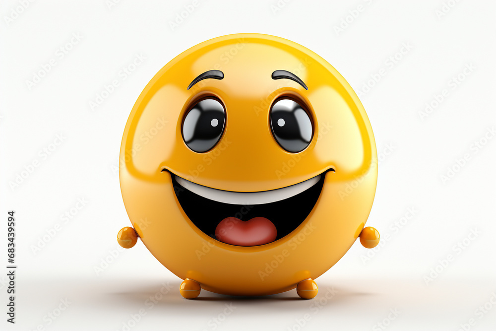 3D model design render of a cheerful smiley face icon isolated on white background. Ai generated 3D model design render of a cheerful smiley face icon isolated on white background. Ai generated