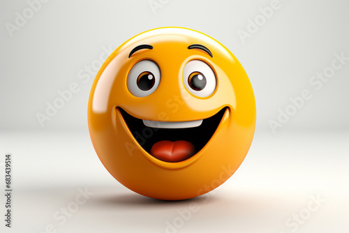 3D model design render of a cheerful smiley face icon isolated on white background. Ai generated