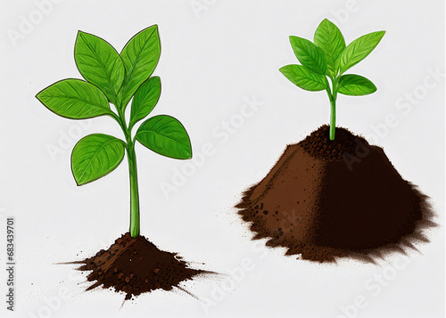 A close up of plants growing out of dirt. 