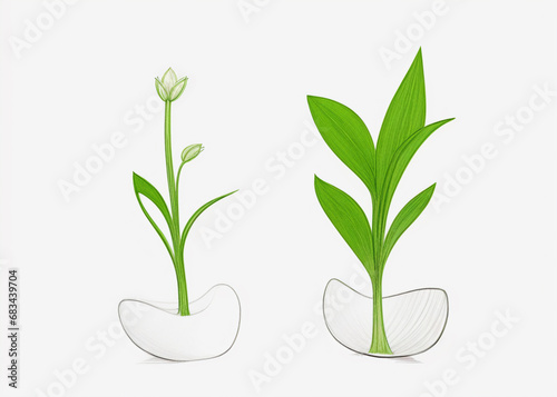 A close up of plants growing out of dirt. 