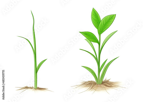 A close up of plants growing out of dirt. 