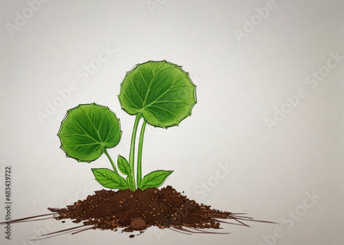 A close up of plants growing out of dirt. 
