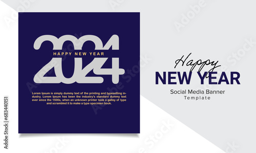 Happy new year 2024 social media square banner design template