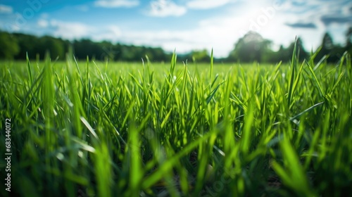 Wide angle shot of green grass in the nature background