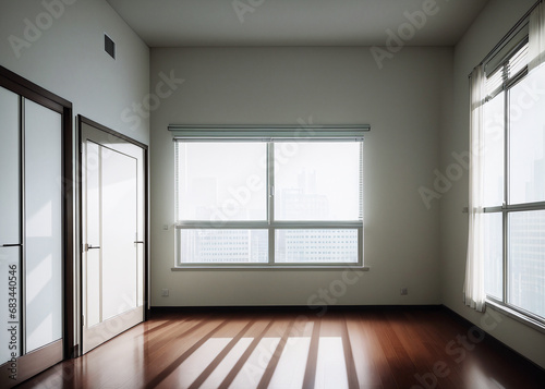 Empty room. window, light falls on the floor. no furniture, minimalism. 