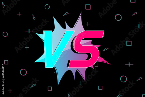 Versus VS screen banner for battle or comparison vector. Banner on a dark background in the style of popular social media