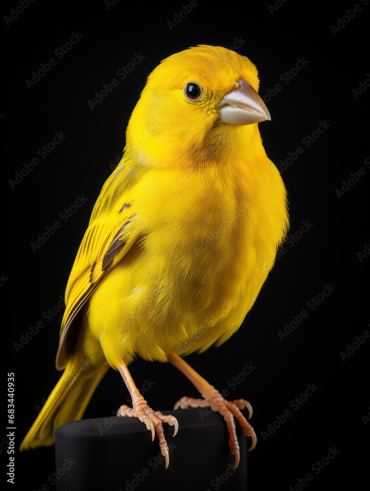 Canary Studio Shot Isolated on Clear Black Background, Generative AI Canary Studio Shot Isolated on Clear Black Background, Generative AI