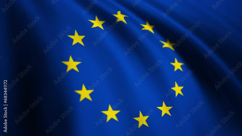 Looping waving flag of European Union in stunning detail. Europe people national flag video background. 4K resolution 3840x2160, 60fps Looping waving flag of European Union in stunning detail. Europe people national flag video background. 4K resolution 3840x2160, 60fps