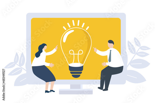 vector business lightbulb idea concept with peopl,business person with idea