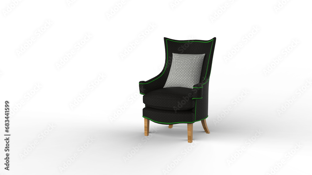 Fototapeta premium black leather chair isolated 3d render 