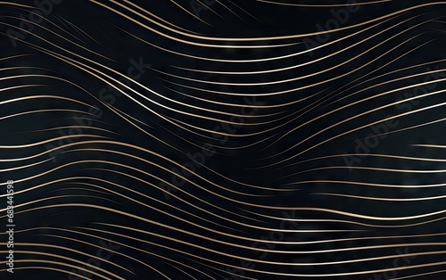 Golden lines seamless pattern on black background. Design for cover, invitation background,