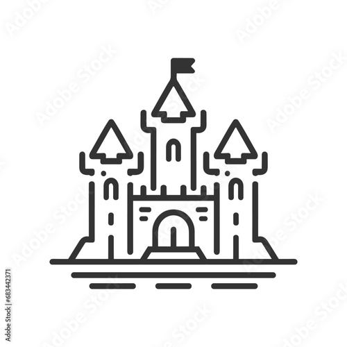 Castle icon in thin line style. Simple flat vector illustration. Medieval kingdom symbol. photo