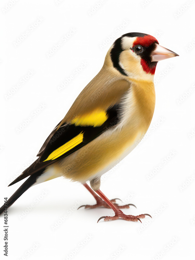 Fototapeta premium Goldfinch Studio Shot Isolated on Clear White Background, Generative AI