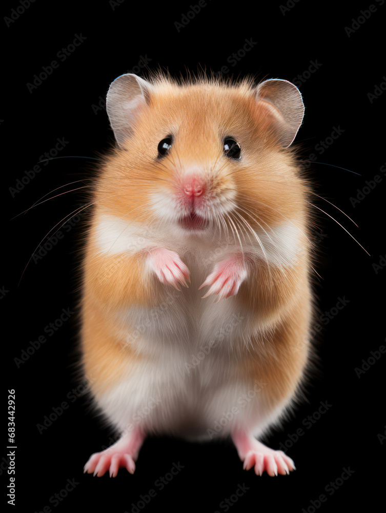 Hamster Studio Shot Isolated on Clear Black Background, Generative AI Hamster Studio Shot Isolated on Clear Black Background, Generative AI