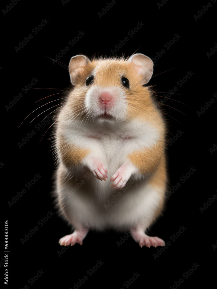 Hamster Studio Shot Isolated on Clear Black Background, Generative AI Hamster Studio Shot Isolated on Clear Black Background, Generative AI