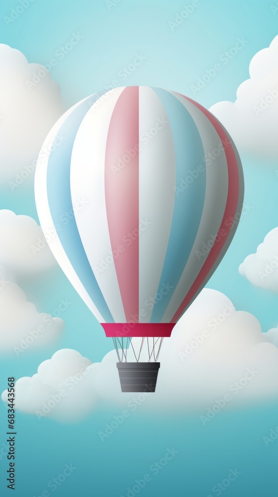 Obraz premium Colorful hot air balloon and aerostat floating in the blue sky. A delightful depiction of airborne adventure and the joyous spirit of celebration.