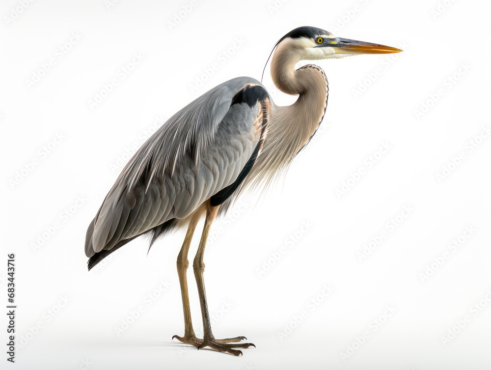Fototapeta premium Heron Studio Shot Isolated on Clear White Background, Generative AI
