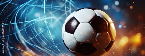 Soccer ball on abstract background. Football or Soccer Concept With Copy Space. Goal Concept. © John Martin