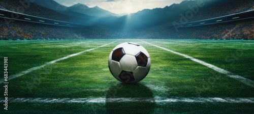 Soccer ball on the field. Football or Soccer Concept With Copy Space. Goal Concept.