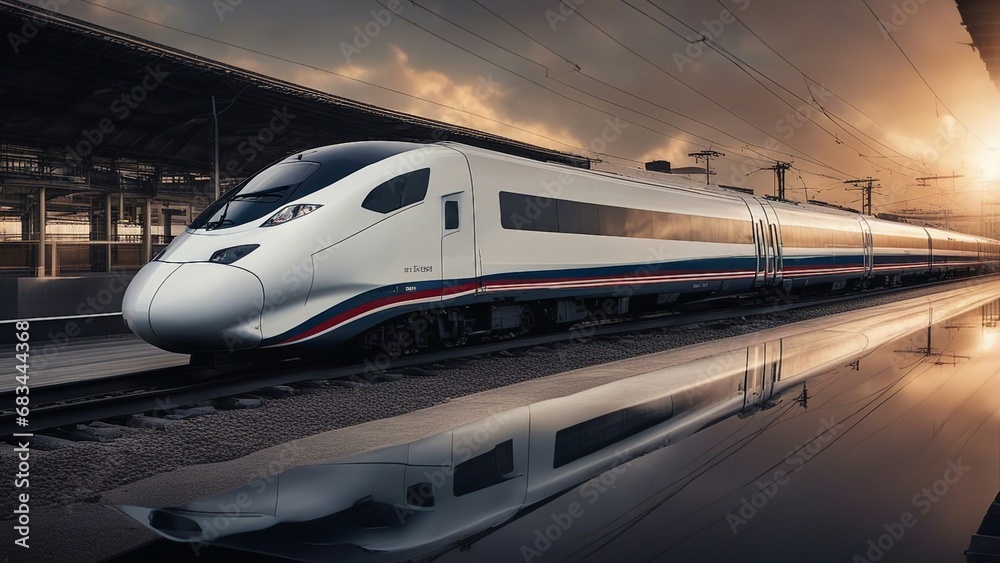 train in motion at dusk high speed train train in motion at dusk high speed train