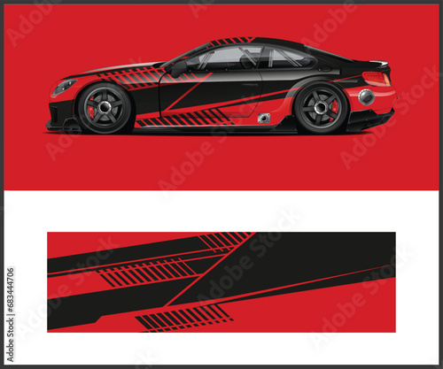 Racing car wrap design vector. Graphic abstract stripe racing background kit designs for wrap vehicle