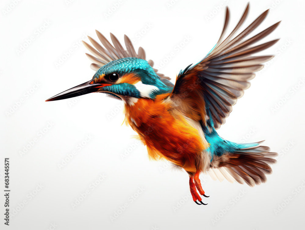 Fototapeta premium Kingfisher Studio Shot Isolated on Clear White Background, Generative AI