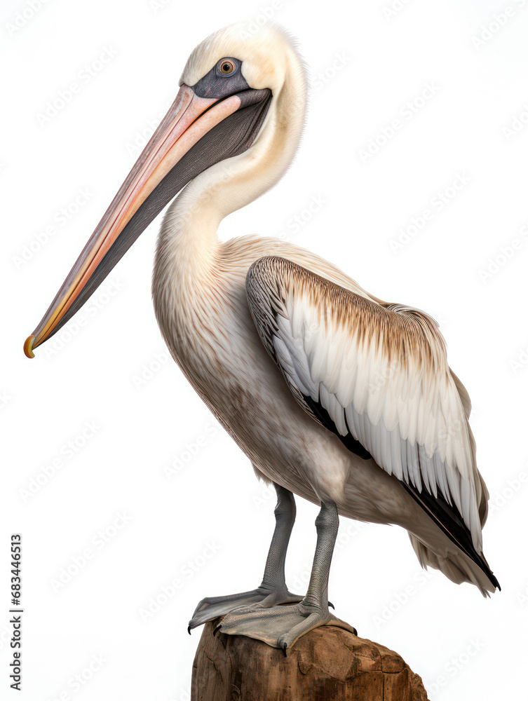 Pelican Studio Shot Isolated on Clear White Background, Generative AI Pelican Studio Shot Isolated on Clear White Background, Generative AI