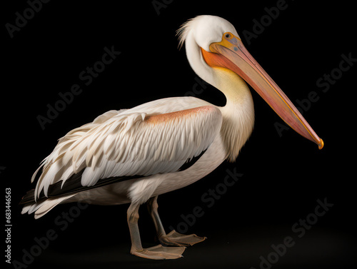 Pelican Studio Shot Isolated on Clear Black Background, Generative AI © Vig