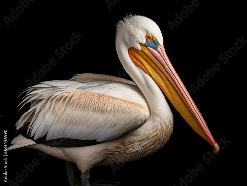 Pelican Studio Shot Isolated on Clear Black Background, Generative AI