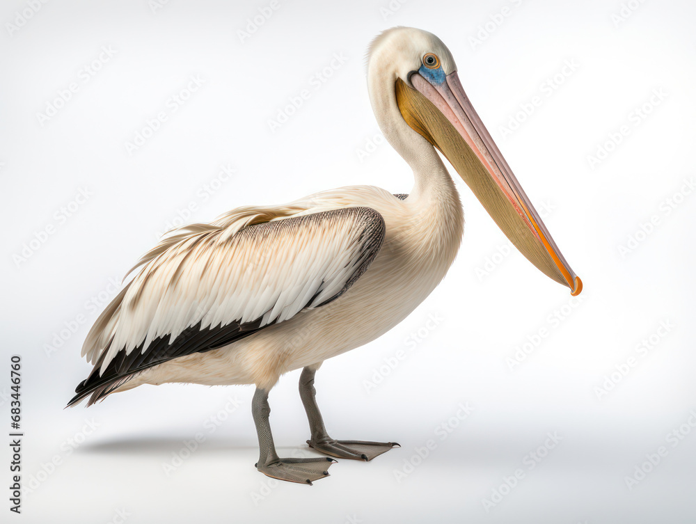 Pelican Studio Shot Isolated on Clear White Background, Generative AI Pelican Studio Shot Isolated on Clear White Background, Generative AI