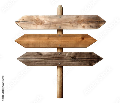 Blank empty wooden rustic signage sign board signpost post wood on transparent background © Thumbs