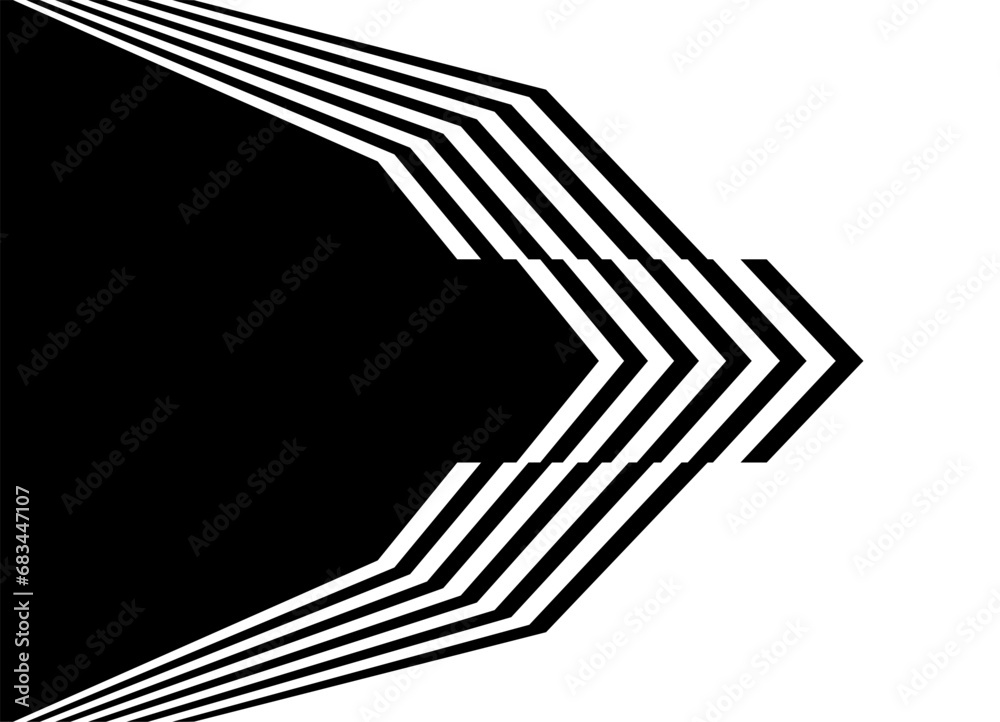 Vector smooth transition from black to white with broken straight lines. Arrow. Vector background Vector smooth transition from black to white with broken straight lines. Arrow. Vector background