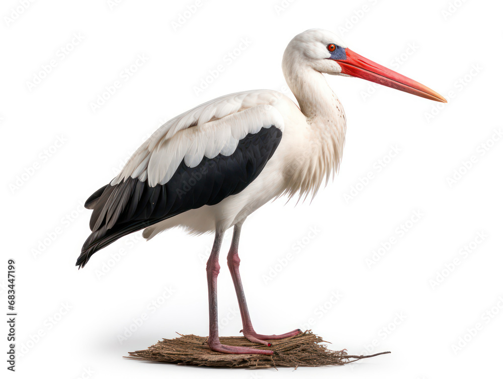 Fototapeta premium Stork Studio Shot Isolated on Clear White Background, Generative AI