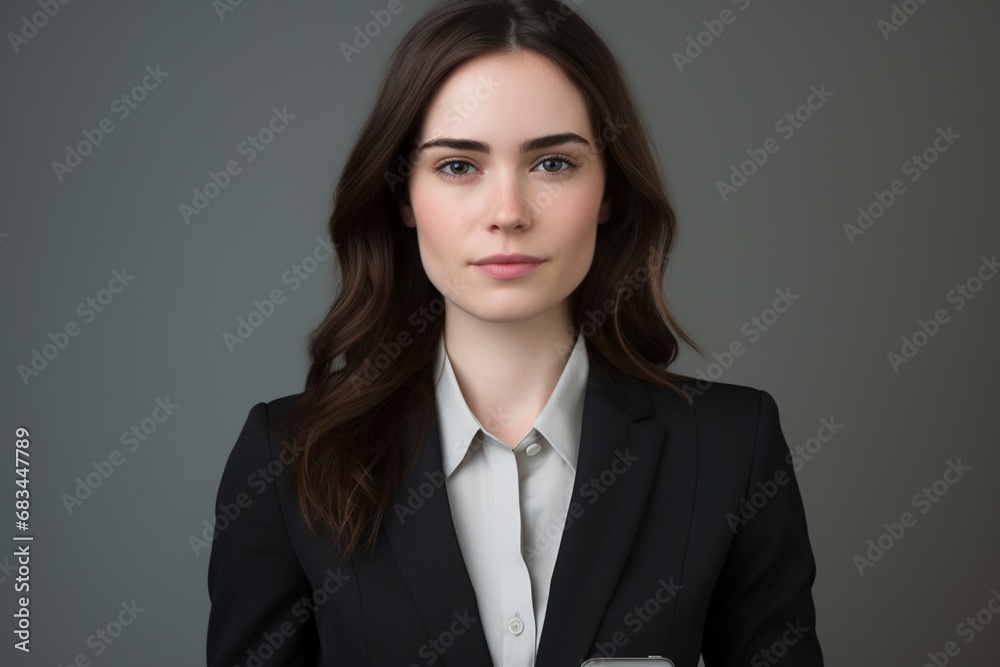A Professional Woman in a Stylish Suit Holding a Modern Cell Phone A Professional Woman in a Stylish Suit Holding a Modern Cell Phone