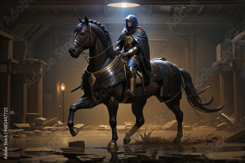 Dark Knight the horse rider © Damith