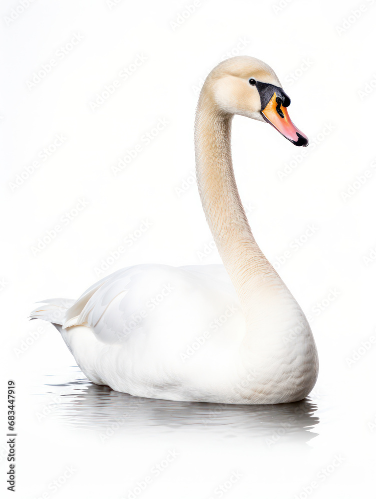 Swan Studio Shot Isolated on Clear White Background, Generative AI Swan Studio Shot Isolated on Clear White Background, Generative AI