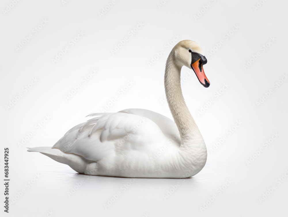 Swan Studio Shot Isolated on Clear White Background, Generative AI Swan Studio Shot Isolated on Clear White Background, Generative AI