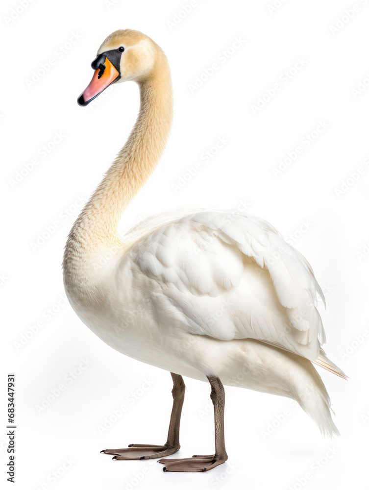 Swan Studio Shot Isolated on Clear White Background, Generative AI Swan Studio Shot Isolated on Clear White Background, Generative AI