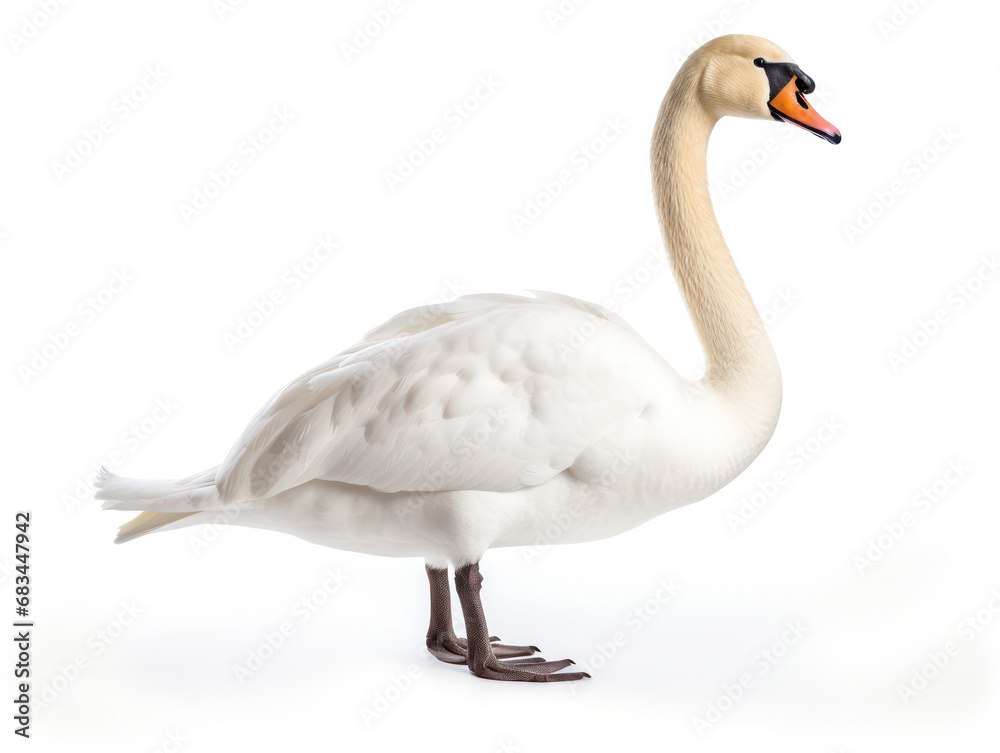 Swan Studio Shot Isolated on Clear White Background, Generative AI Swan Studio Shot Isolated on Clear White Background, Generative AI